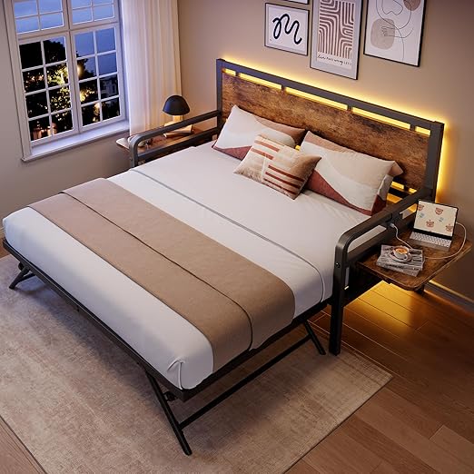 Twin Daybed with Trundle & LED Light