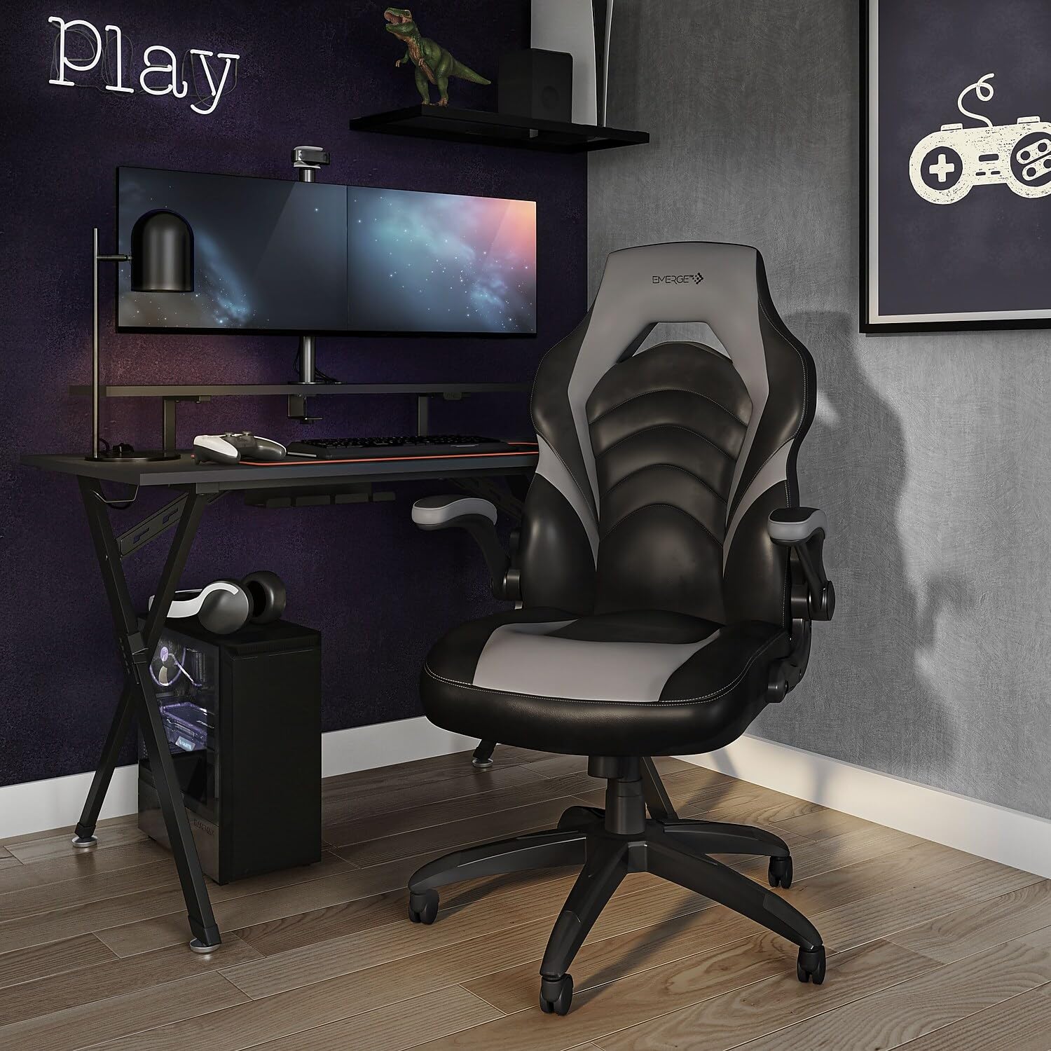 Ergonomic Gaming Chair with Adjustable Height & Flip-Up Armrests