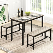 Dining Table Set for 4 with 2 Benches