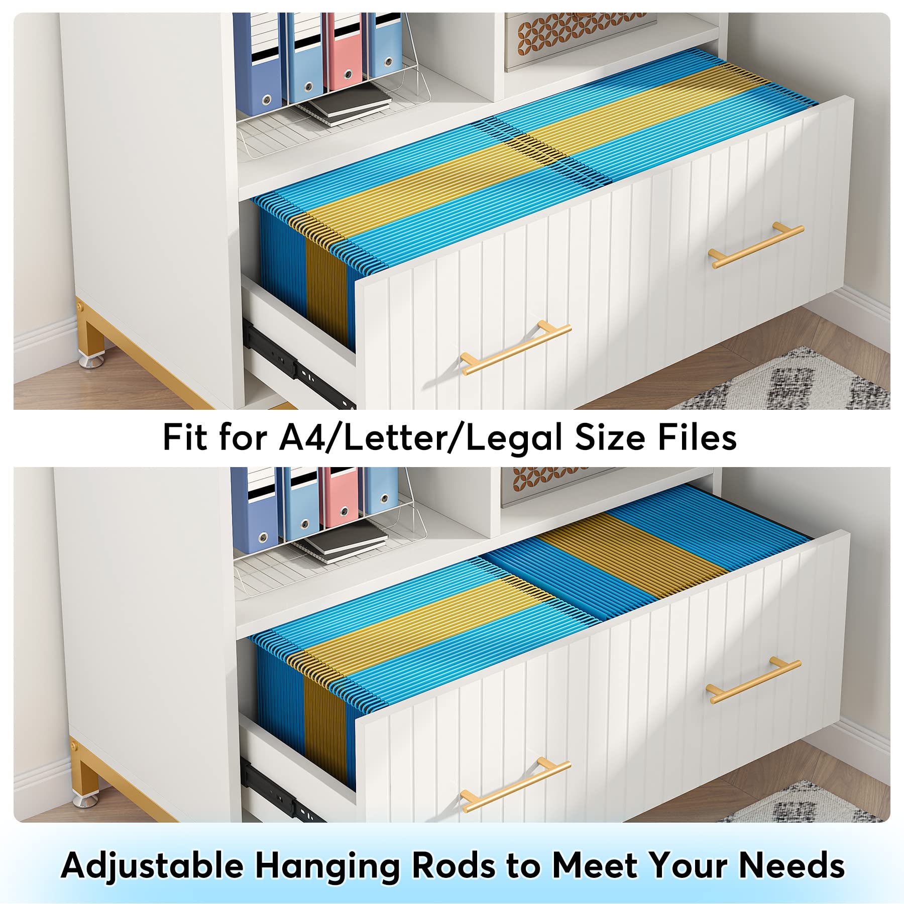 White Lateral File Cabinet with Drawer & Printer Stand