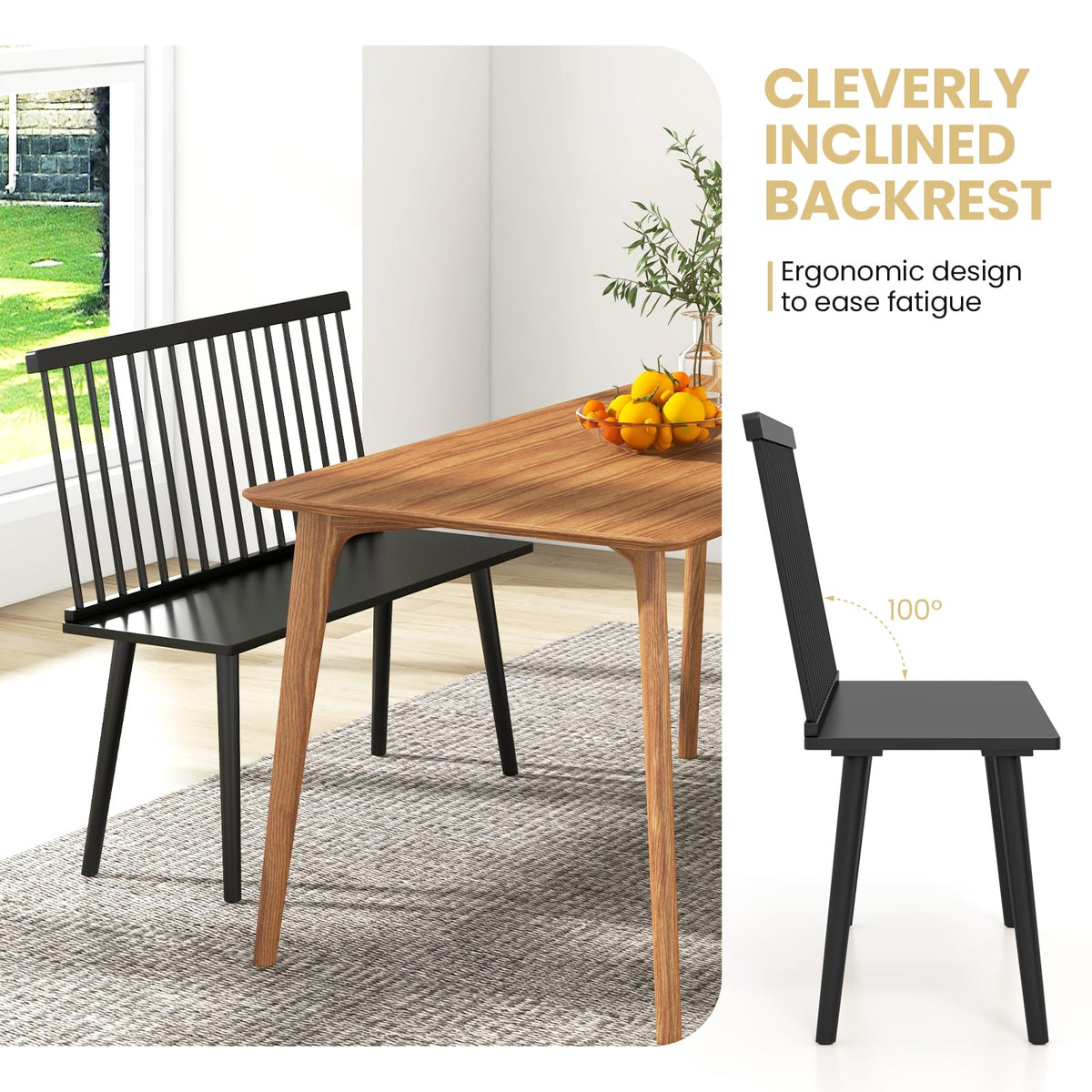 Black Windsor Dining Bench
