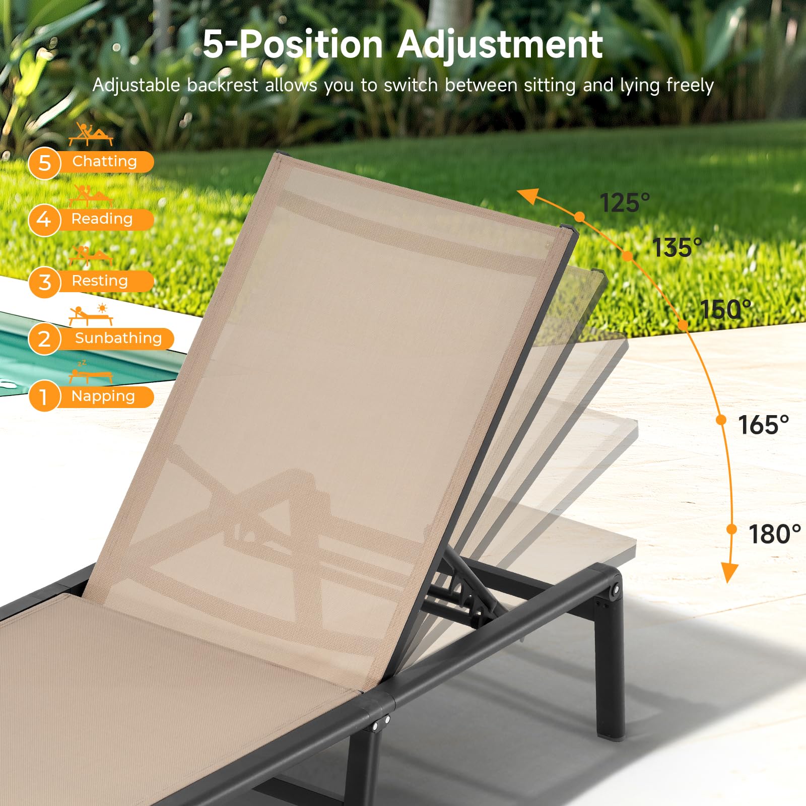 Folding Aluminum Chaise Lounge Chair