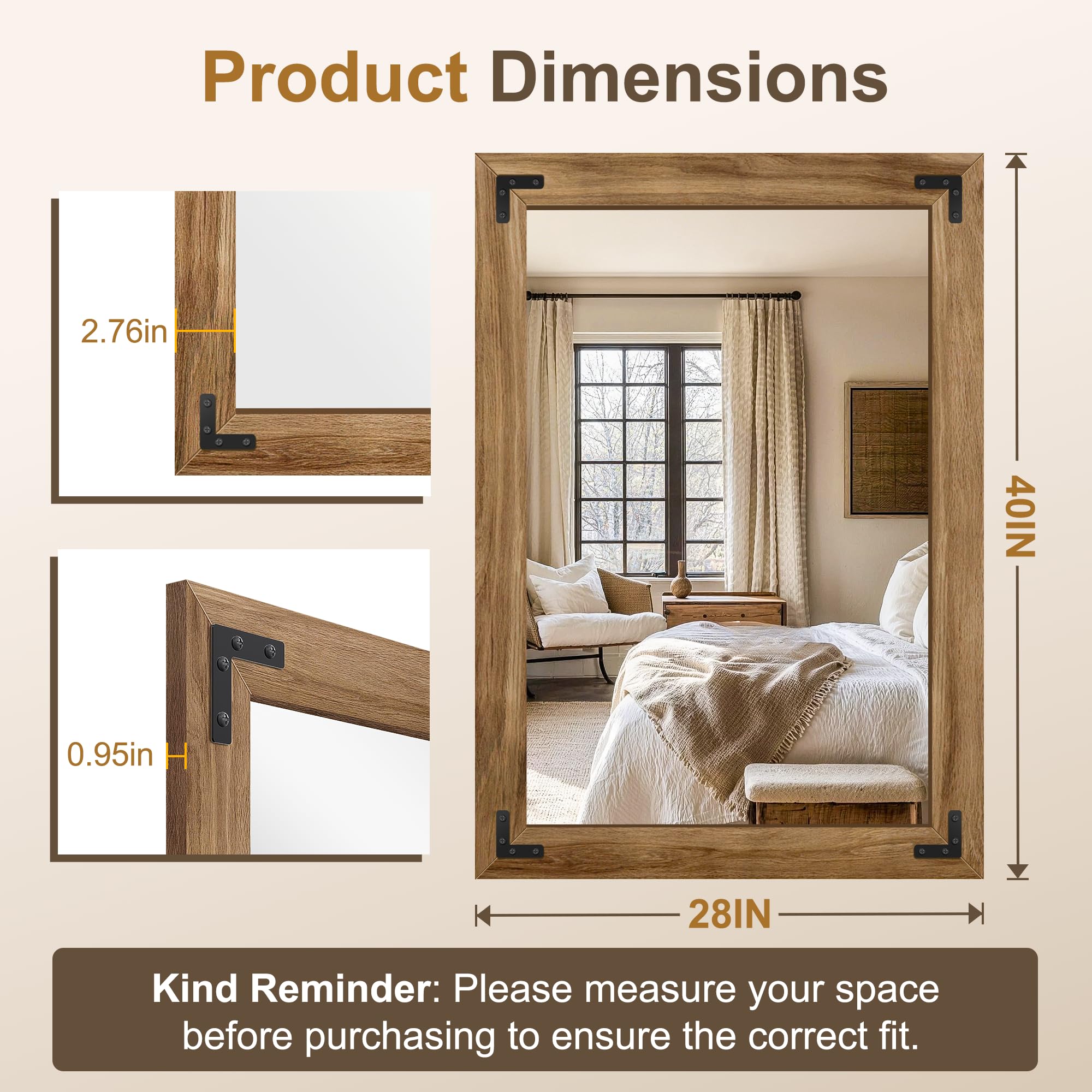 Farmhouse Wood Frame Wall Mirror