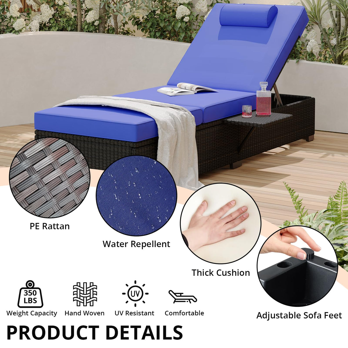 Wicker Patio Chaise Lounge Set of 2