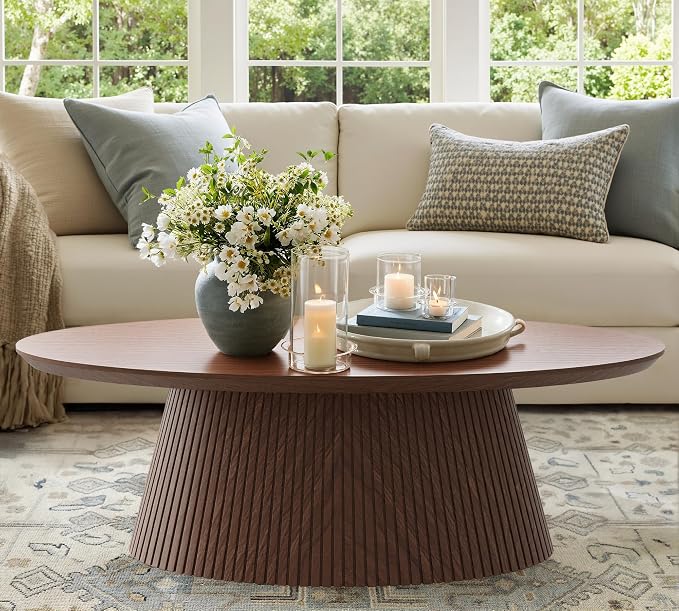 Oval Faux Stone Coffee Table
