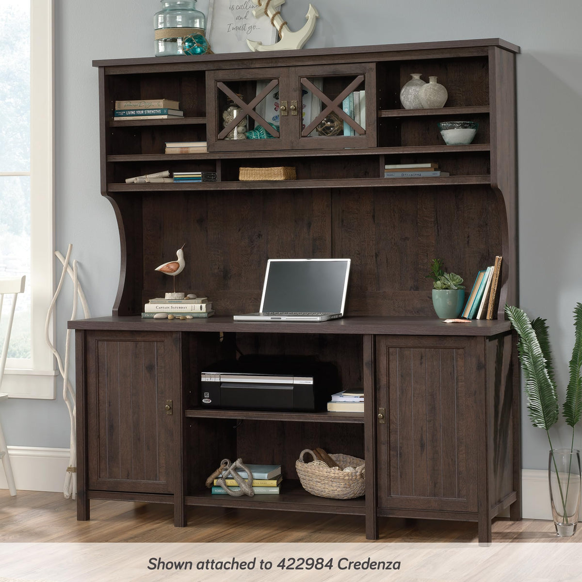 Coffee Oak Office Hutch
