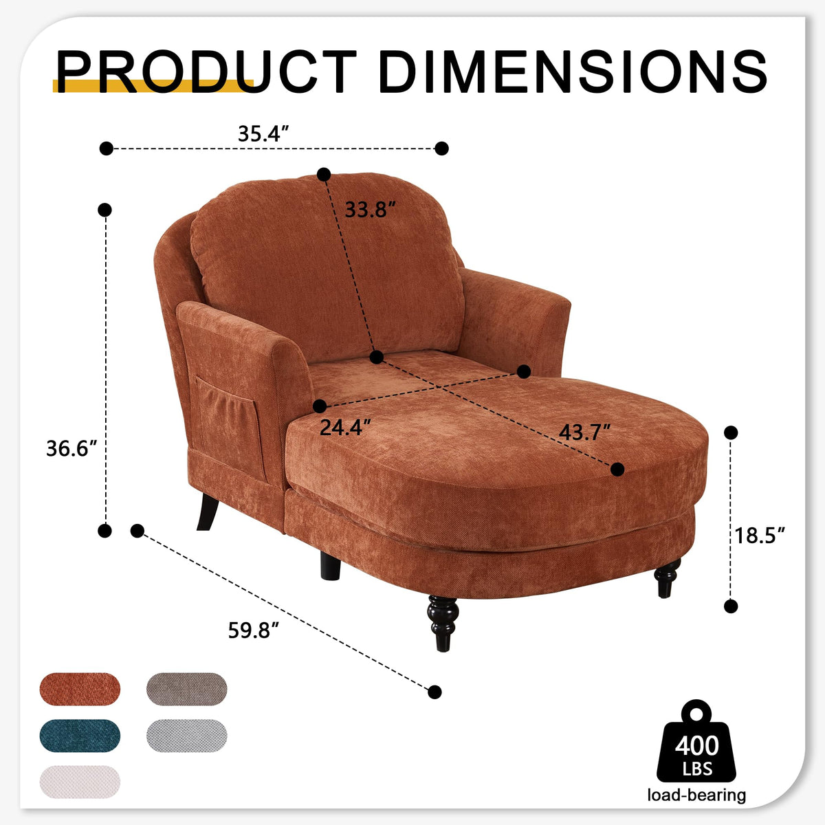 Orange Chenille Chaise Lounge
