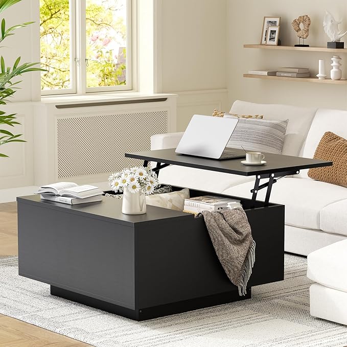 Lift Top Square Coffee Table with Hidden Storage