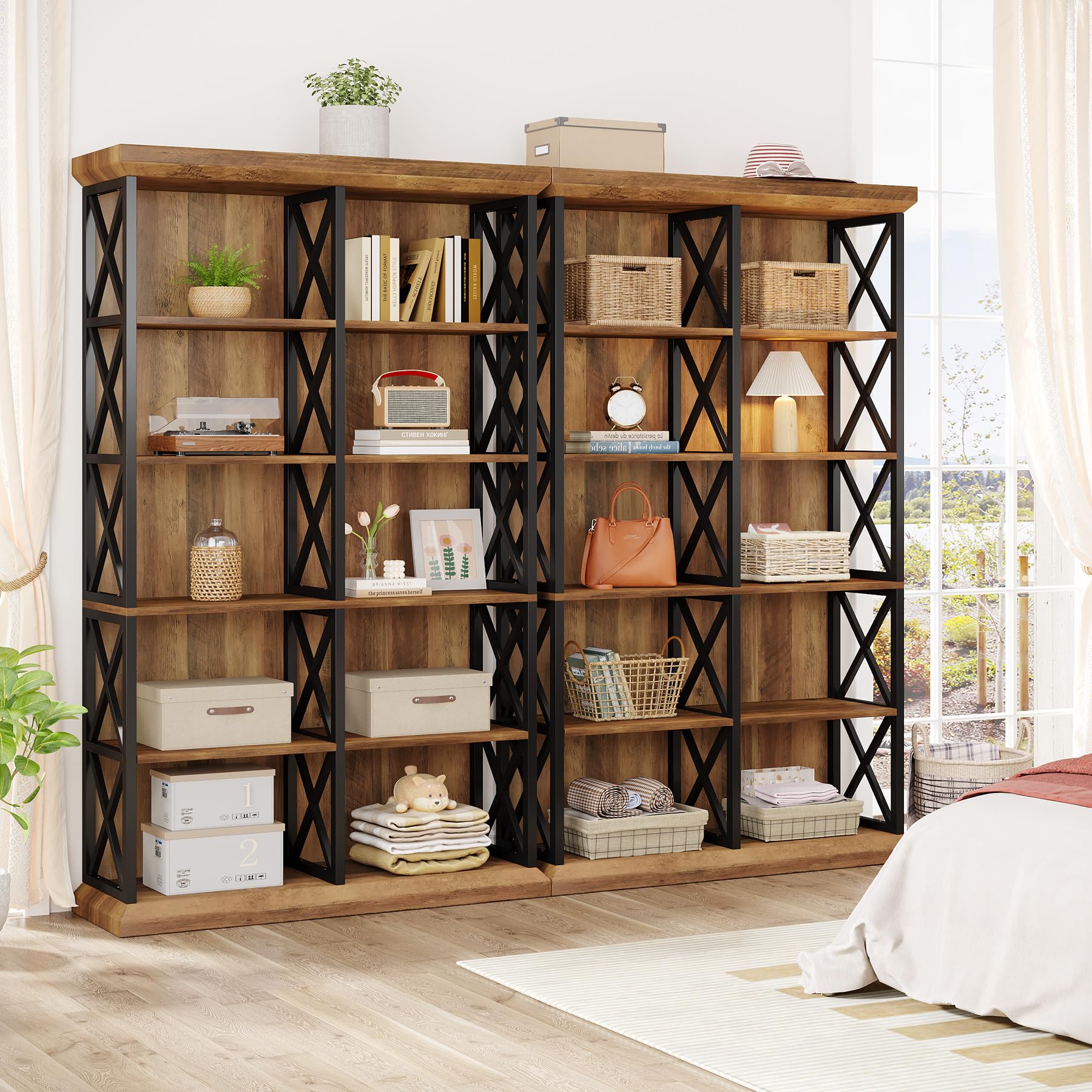 6-Tier Double Wide Industrial Bookshelf, 75"H