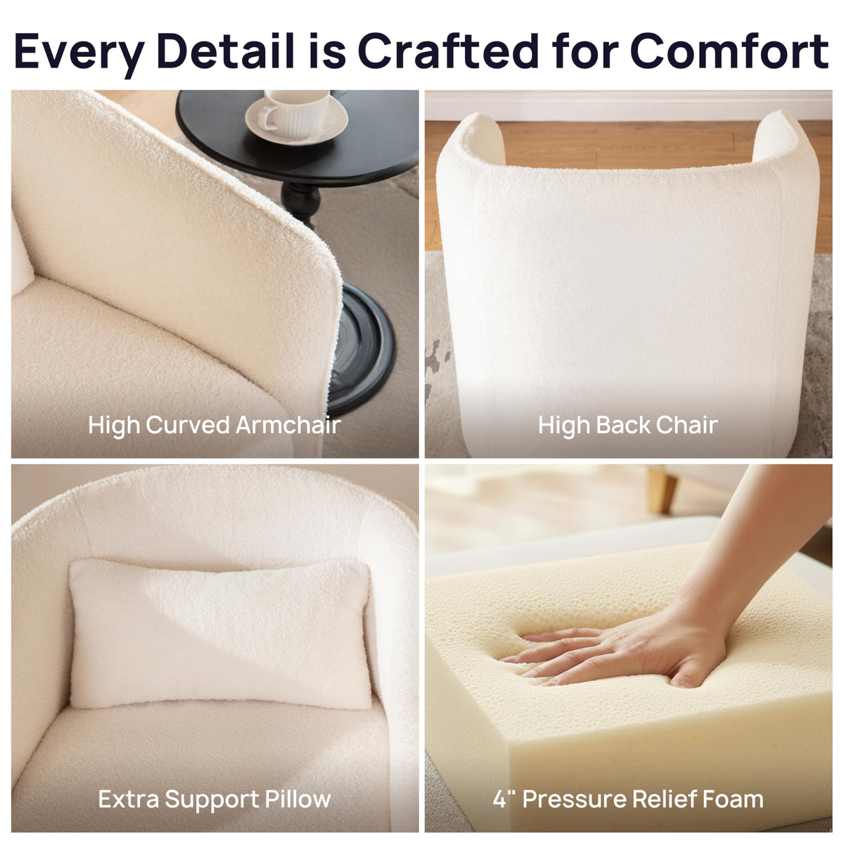 Boucle Swivel Storage Chair