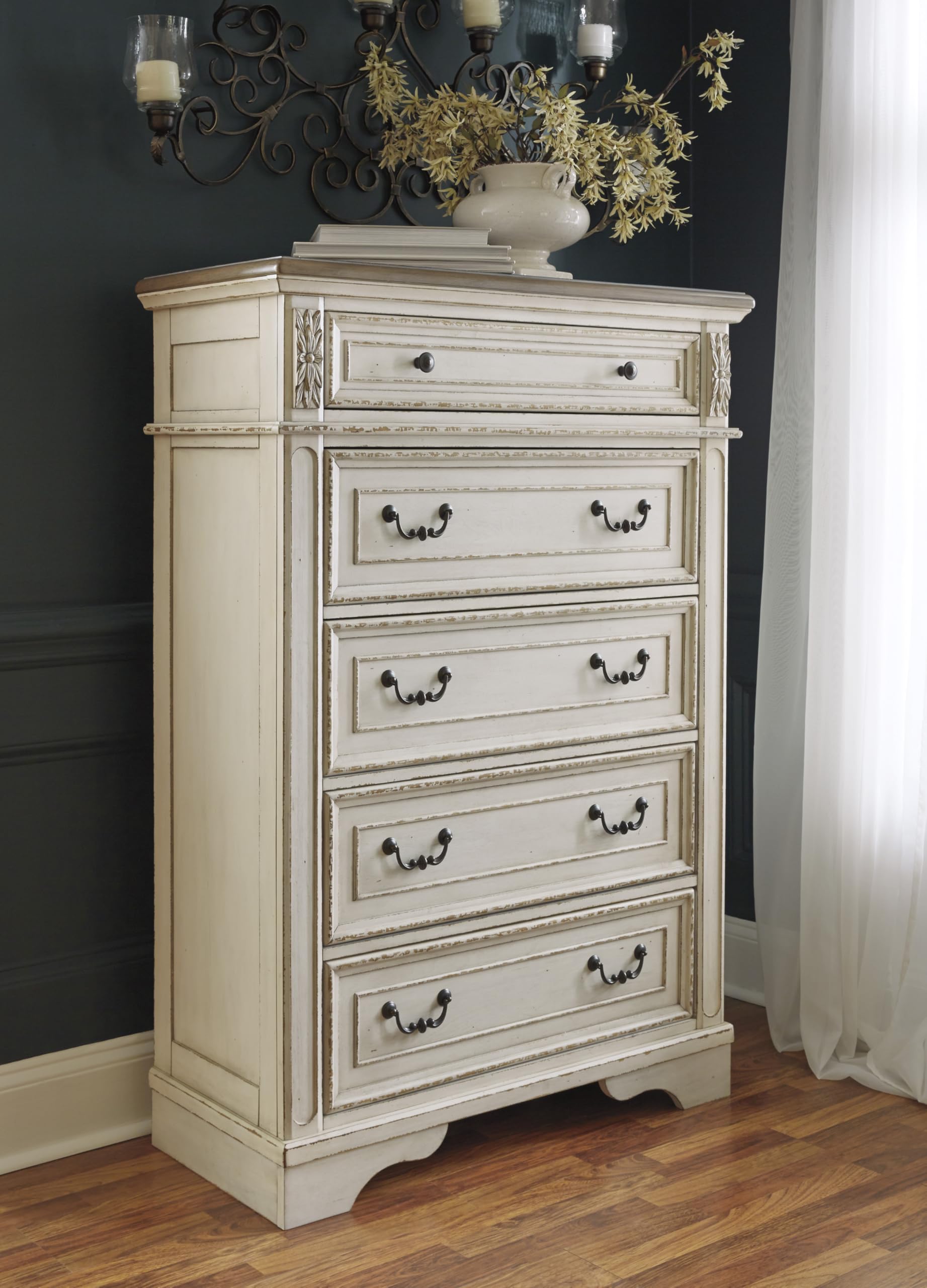 5-Drawer Chest Dresser – Chipped White