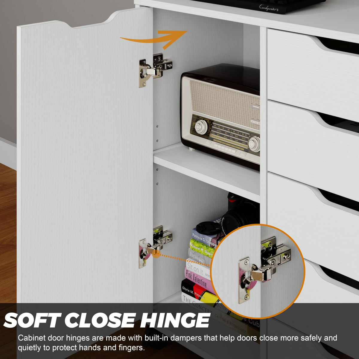 5-Drawer Storage Cabinet with Door