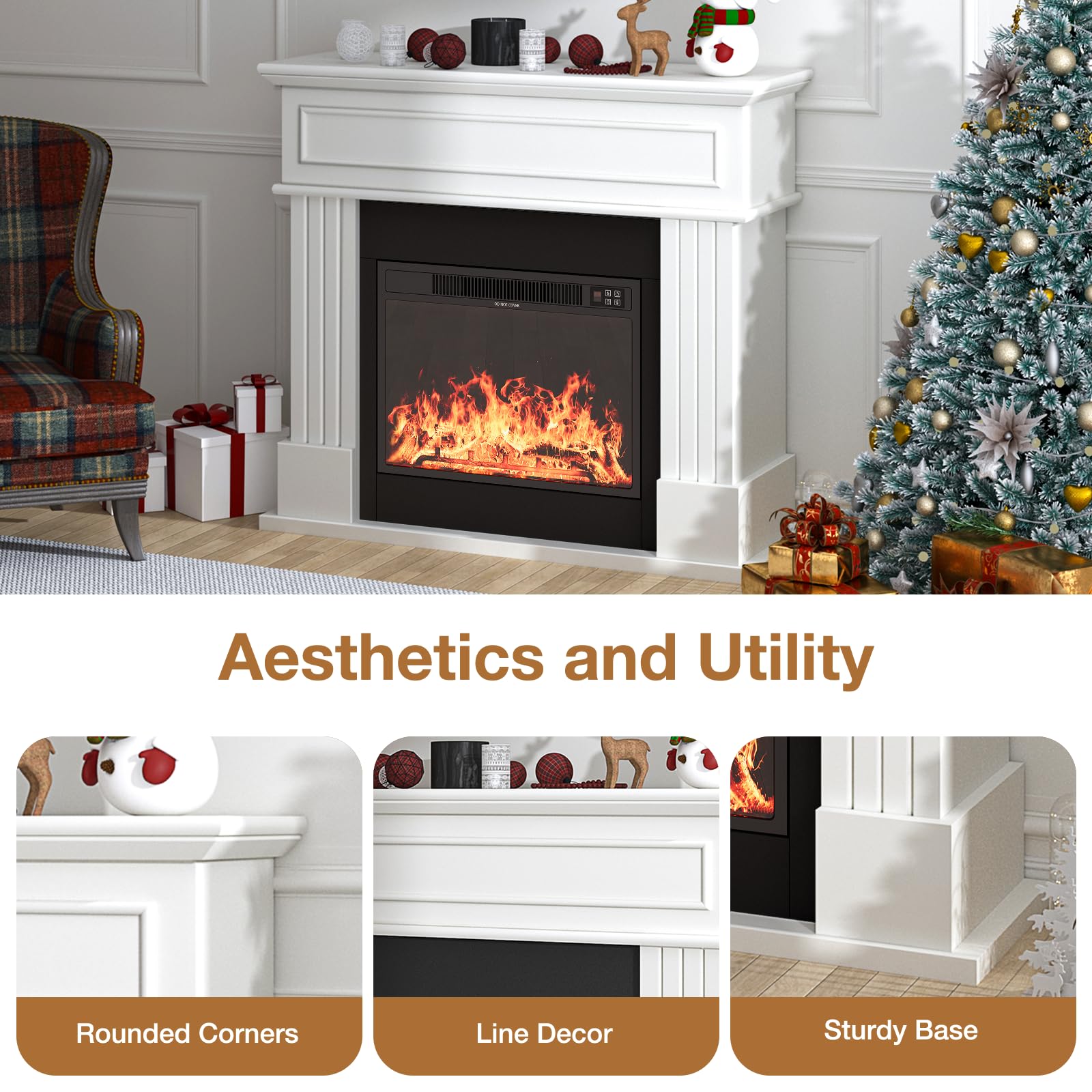 Electric Fireplace with Mantel TV Stand