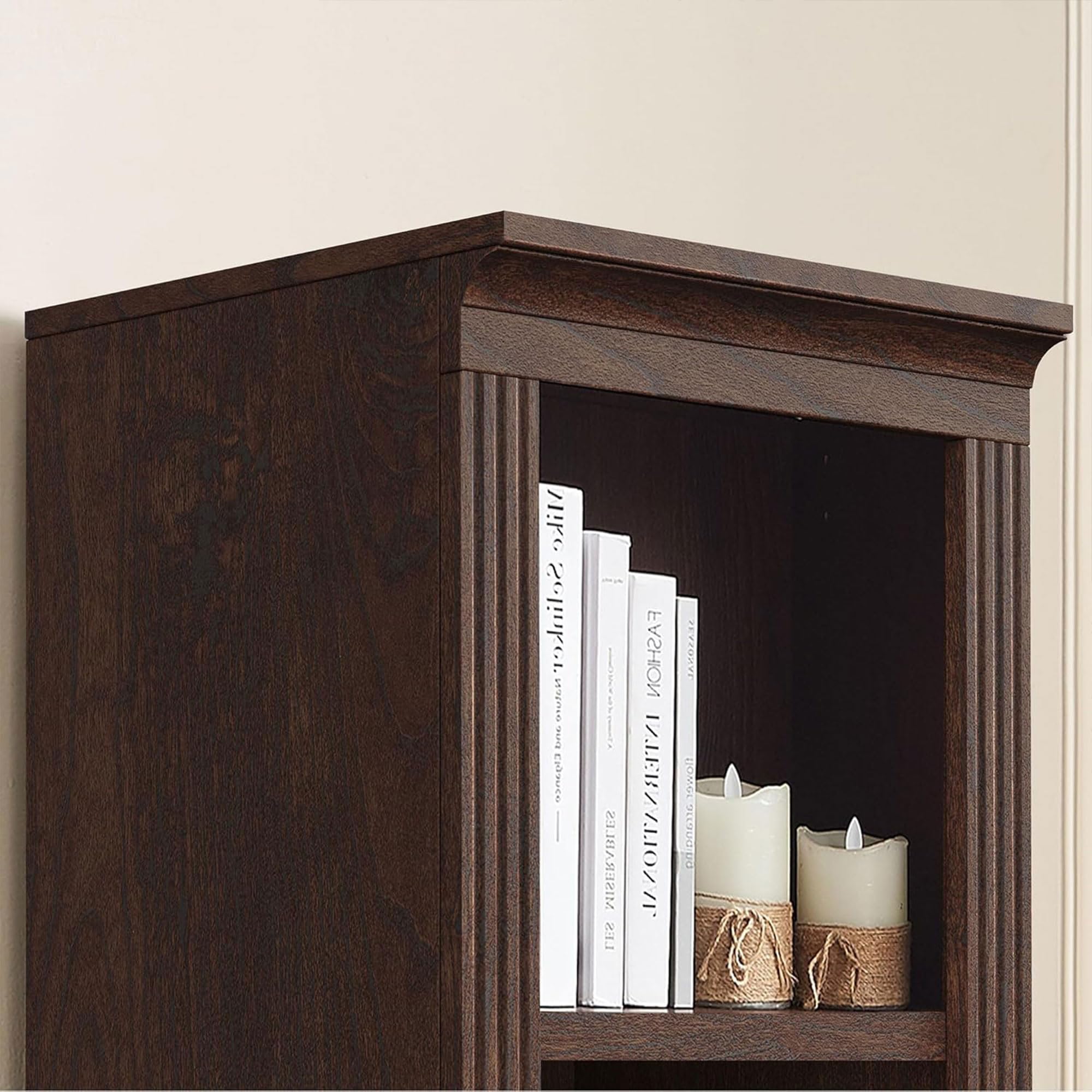 JAHRSTIM Halston Bookshelf, 5-Tier Tall Narrow Storage Shelf, Slim Adjustable Open Shelving Unit Closet Organizer and Storage for Living Room Home Office Bedroom, Modular Narrow Bookcase Bookshelf