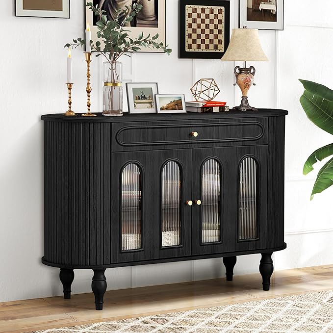 Semi-Circle Accent Storage Cabinet with Acrylic Doors
