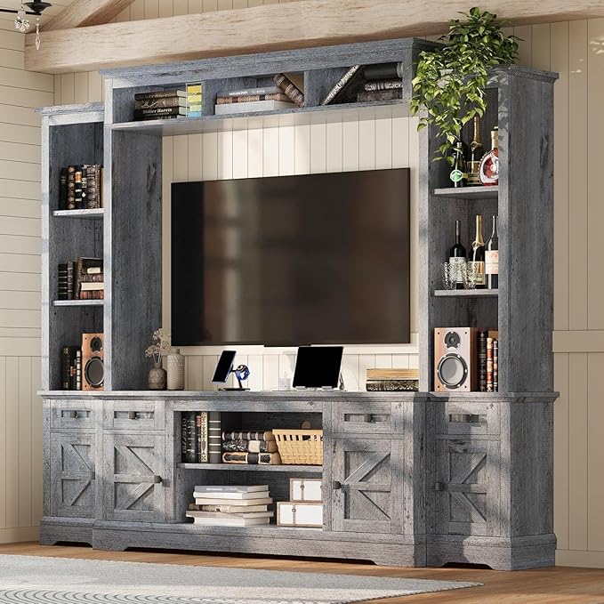 98" Farmhouse Wall Unit Entertainment Center