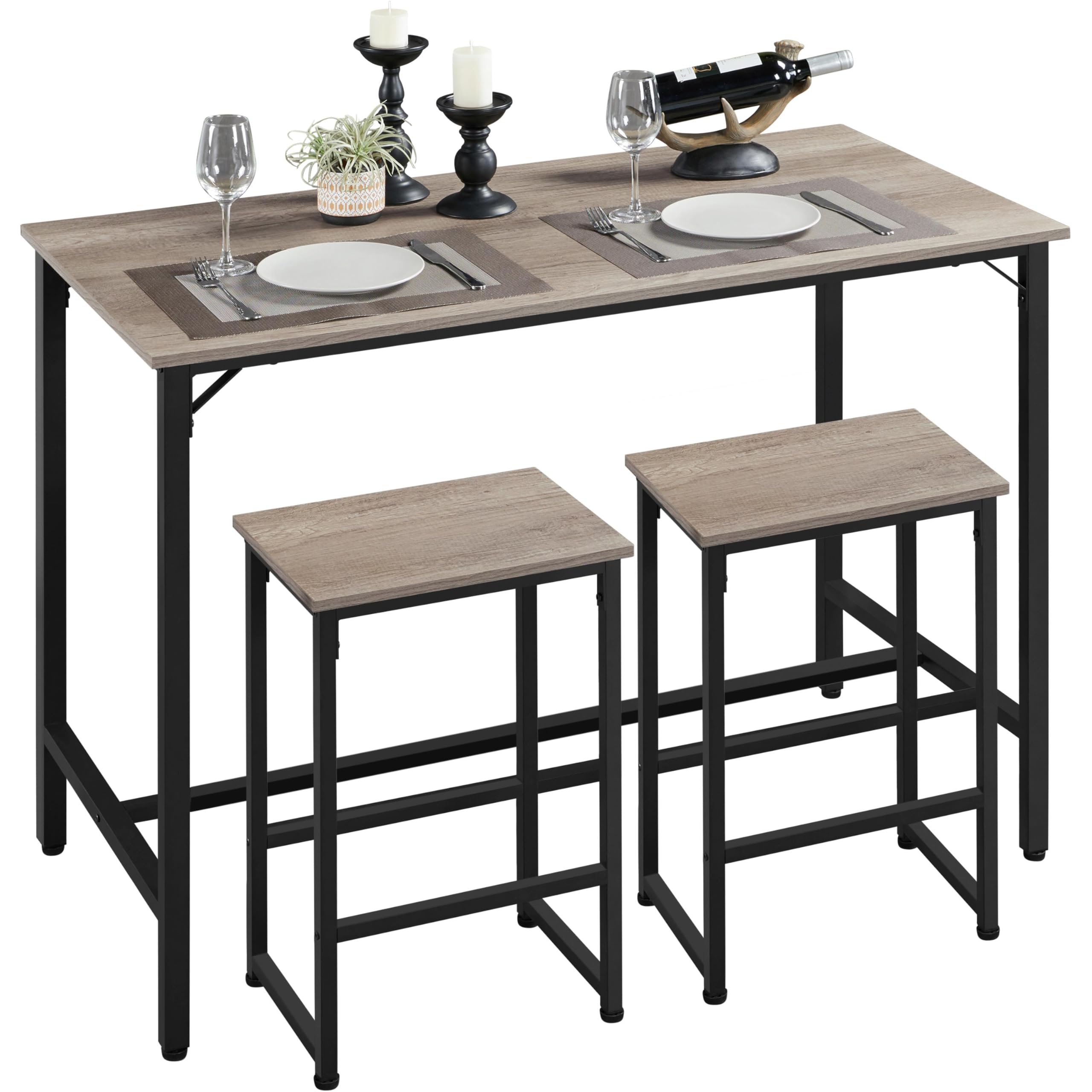 3-Piece Counter Height Dining Table Set with Bar Stools