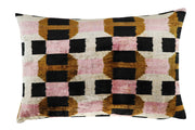 Pink & Brown Geometric Silk Velvet Throw Pillow