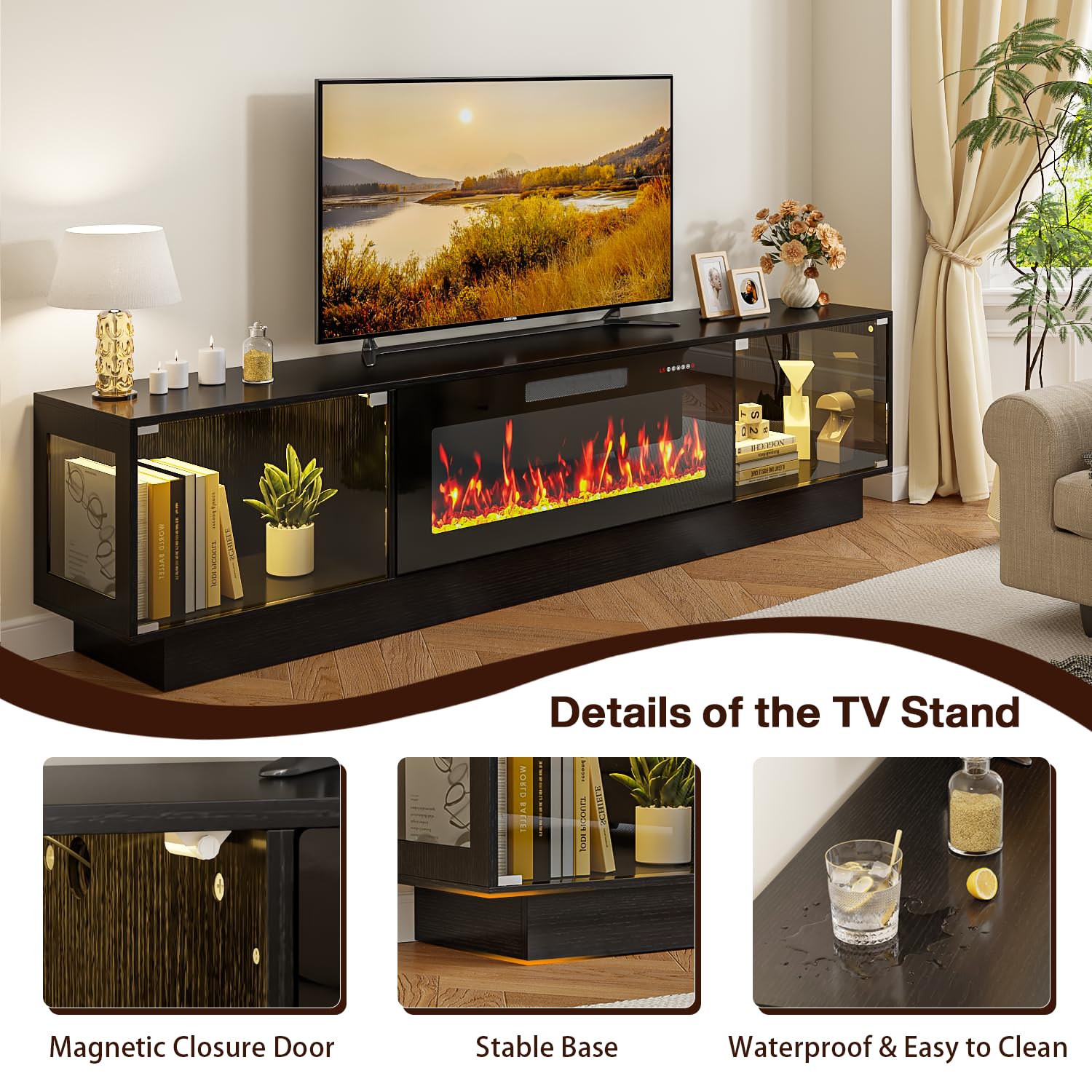 80" Electric Fireplace TV Stand