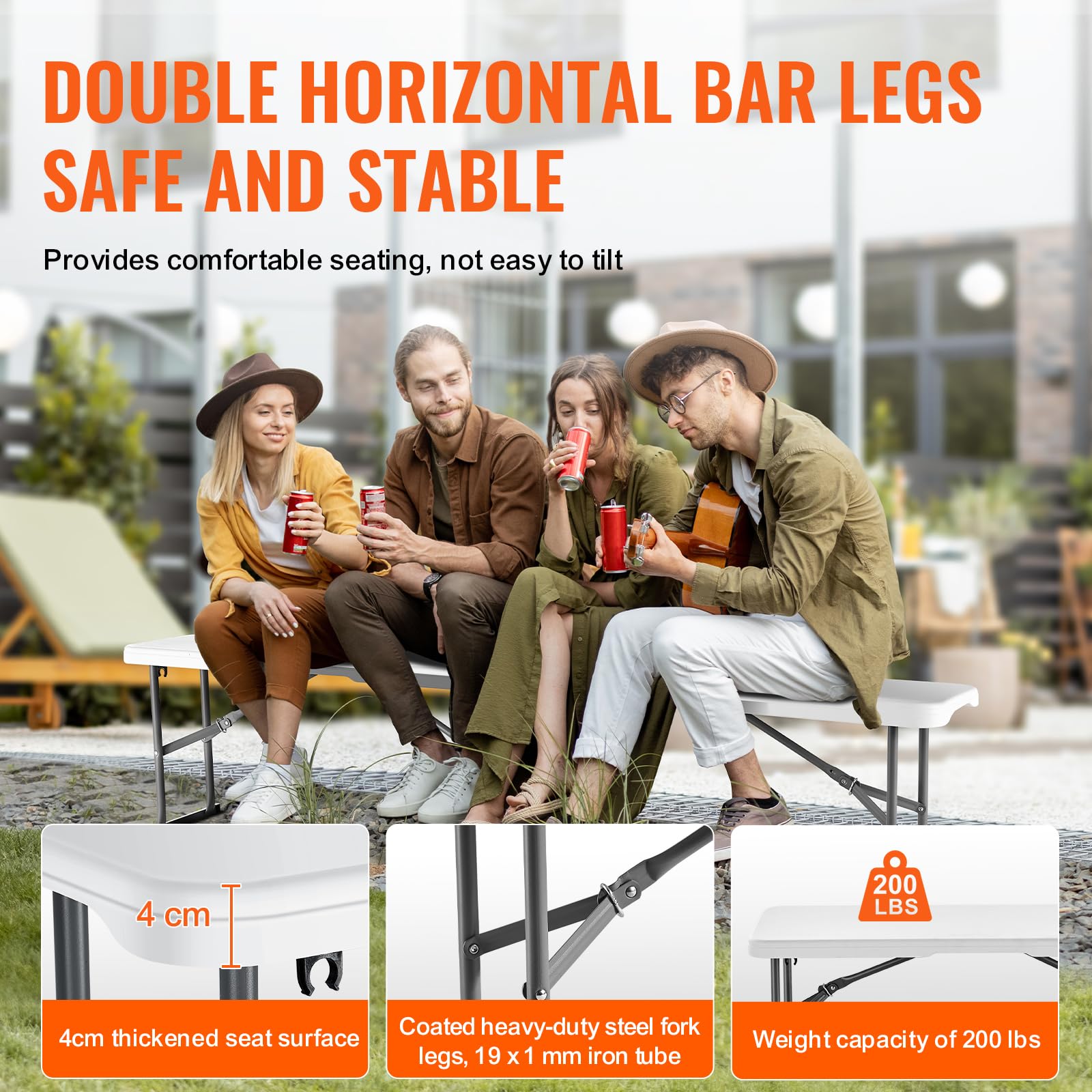 6FT Folding Bench, 2-Pack