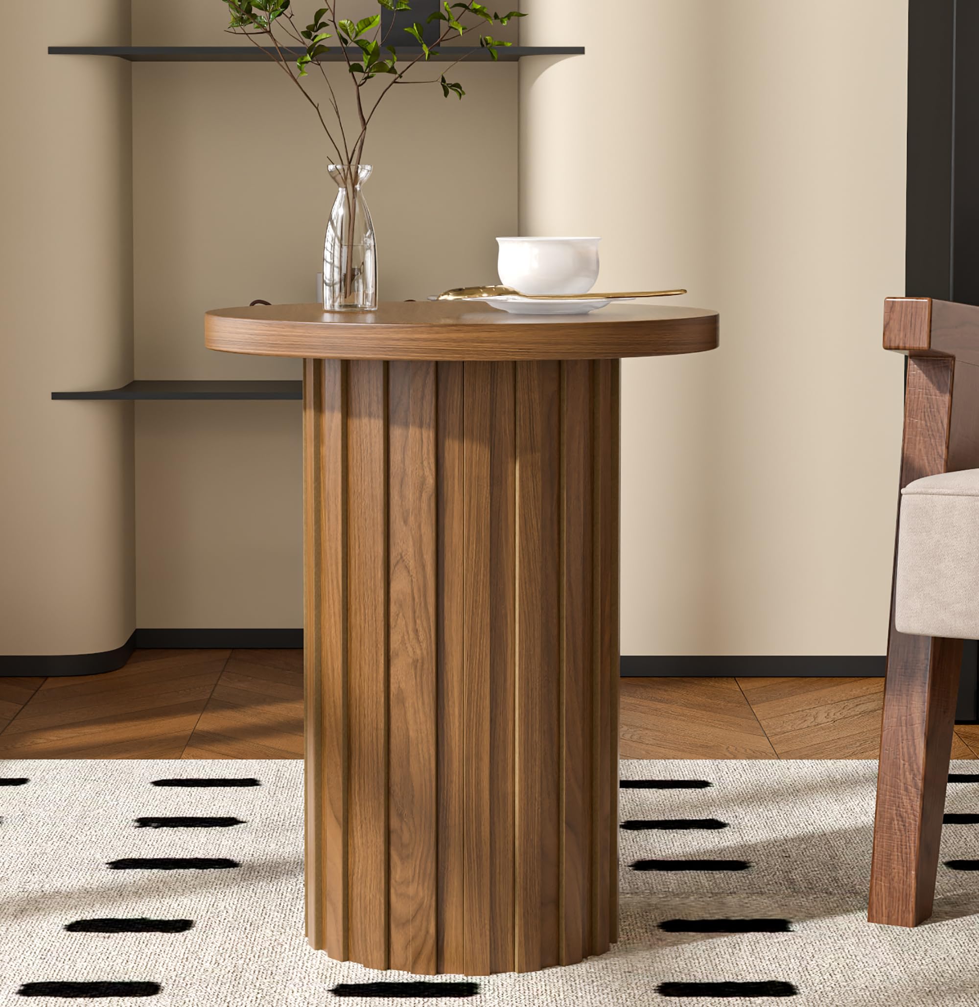 Fluted Round End Table
