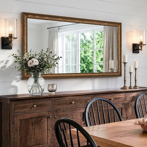 Distressed Solid Wood Wall Mirror