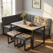 5-Piece Corner Dining Set with Upholstered Banquette