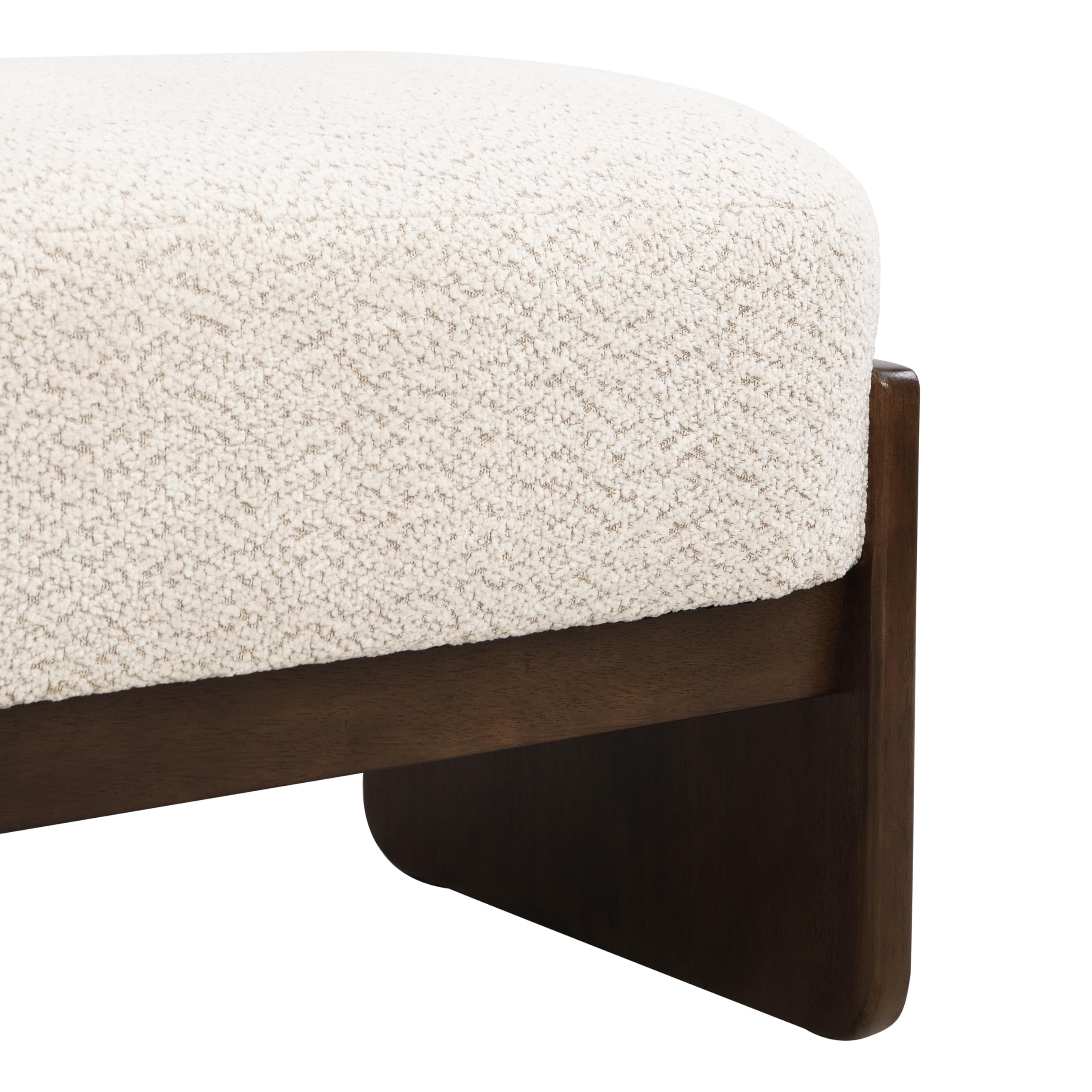 Christopher Knight Home Arden Minimalist Style Rectangular Loop Yarn Fabric Ottoman Bench, Rubberwood Frame, Entryway Bench, Living Room Sofa Extra Seat, End of Bed Footstool, Beige+Brown