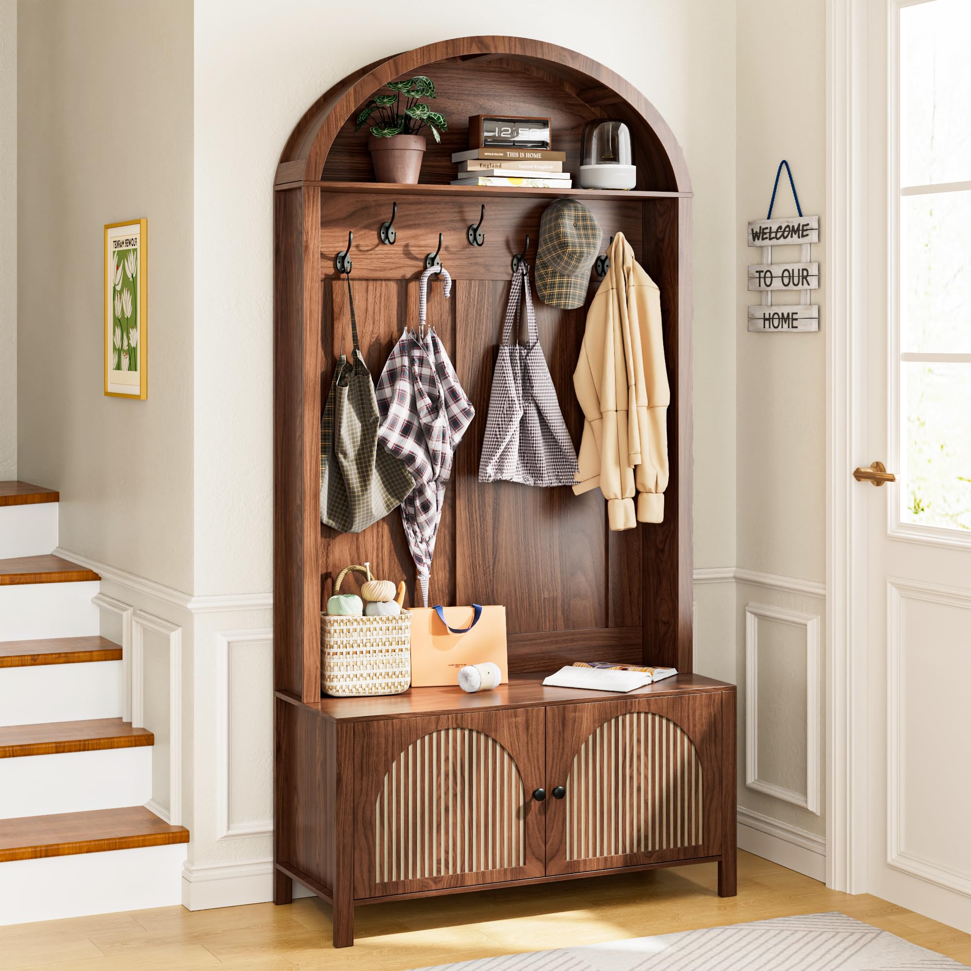 Hall Tree with Bench & Shoe Storage