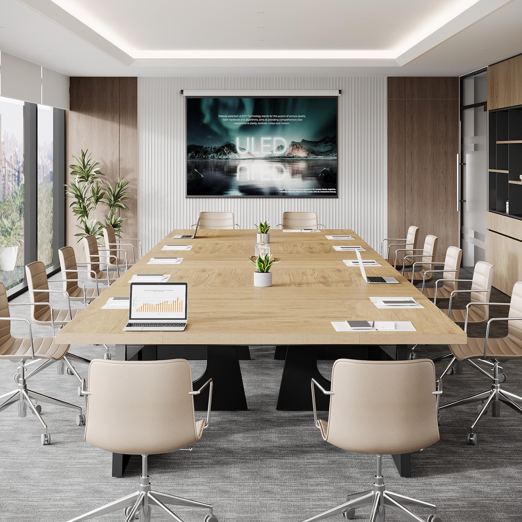 Large Rectangular Conference Table for 6-8 People