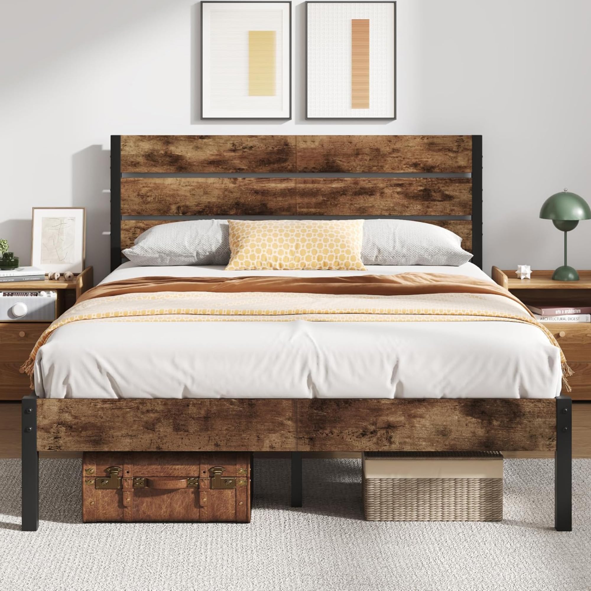 Queen Metal Bed Frame with Headboard & Footboard