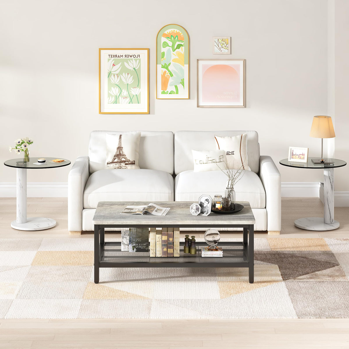 Round Glass Side Table Set