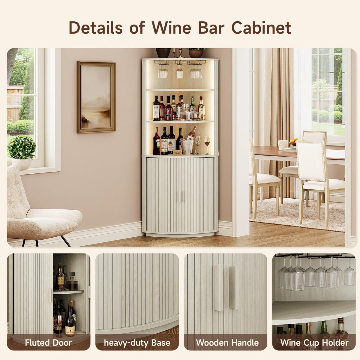 LED Corner Wine Cabinet