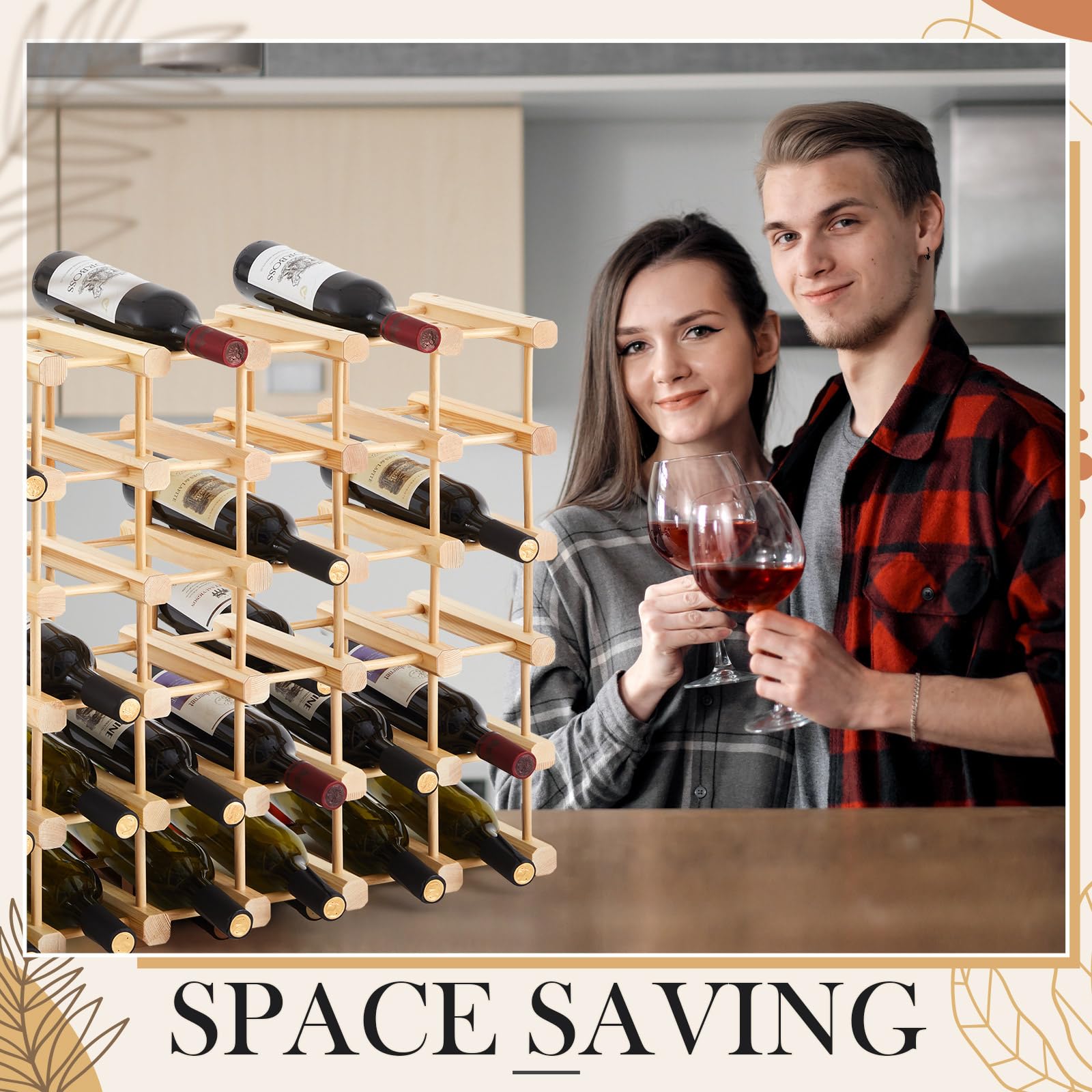 Stackable Wooden Wine Rack – 36 Bottle Modular Storage