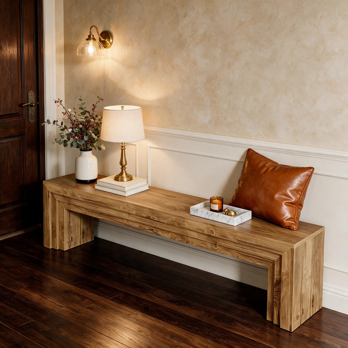 Tribesigns 71" Extra Long Dining Bench, Farmhouse Engineered Wood Bench