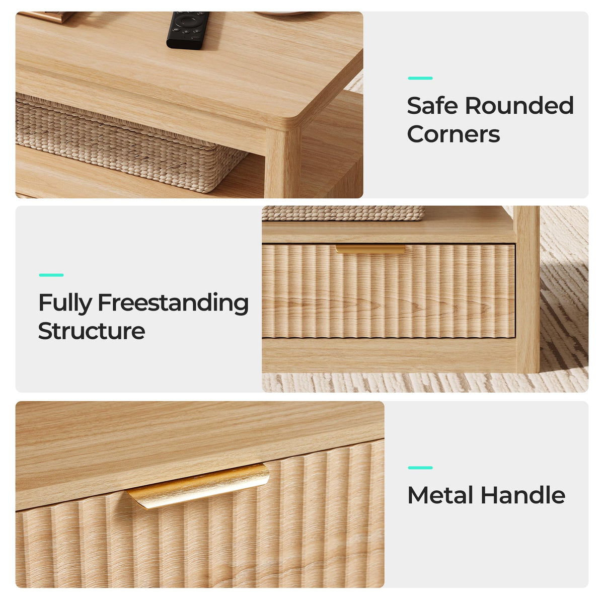 Oak Fluted Storage Coffee Table