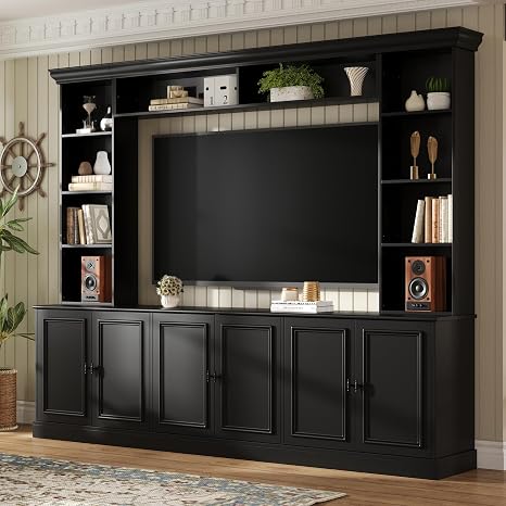 97" Entertainment Center Wall Unit with Bookshelves