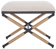 Hemp-Wrapped Linen Ottoman