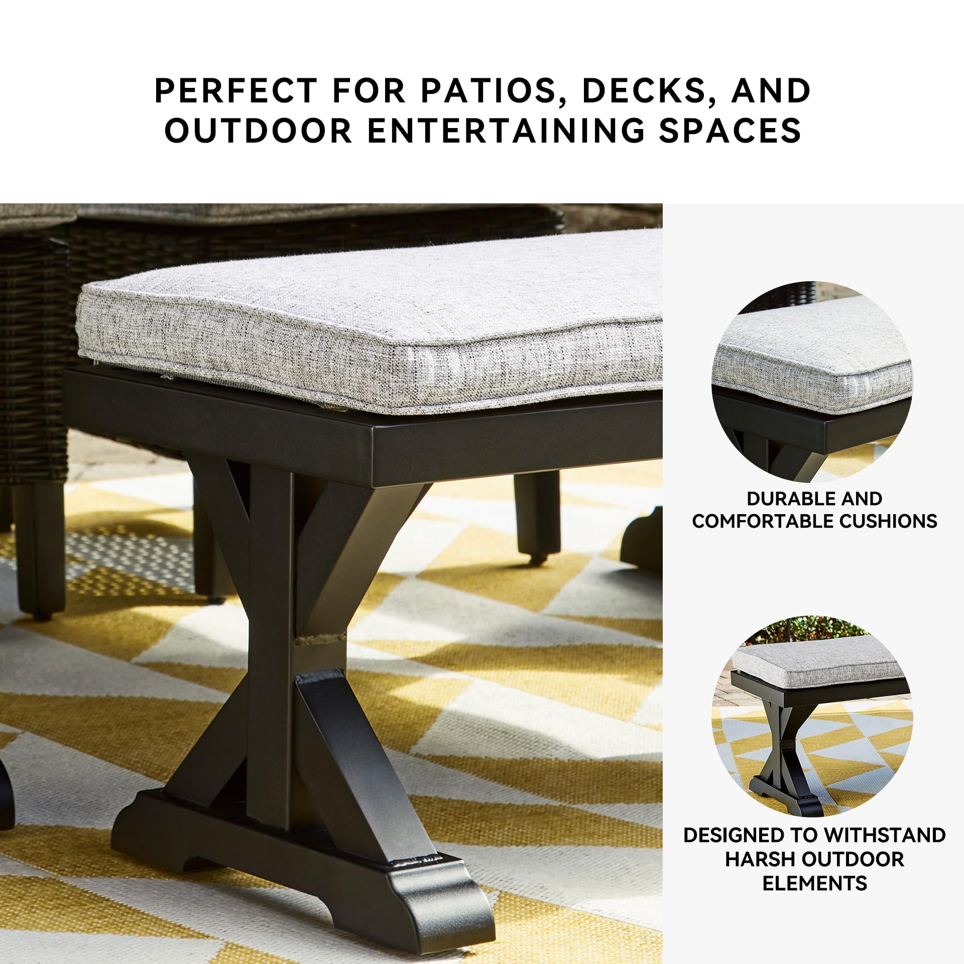 Outdoor Bench with Cushion