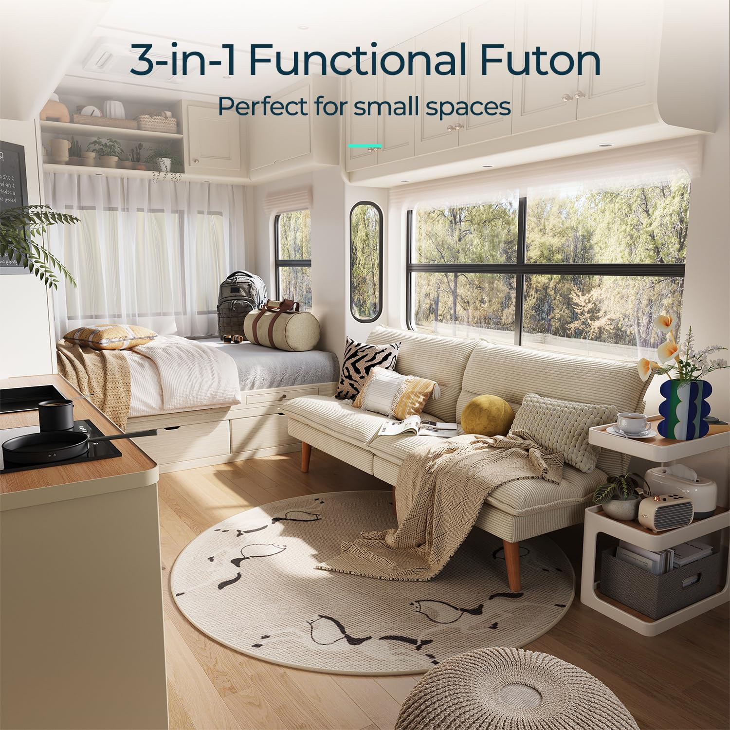 Convertible Corduroy Futon Sofa Bed