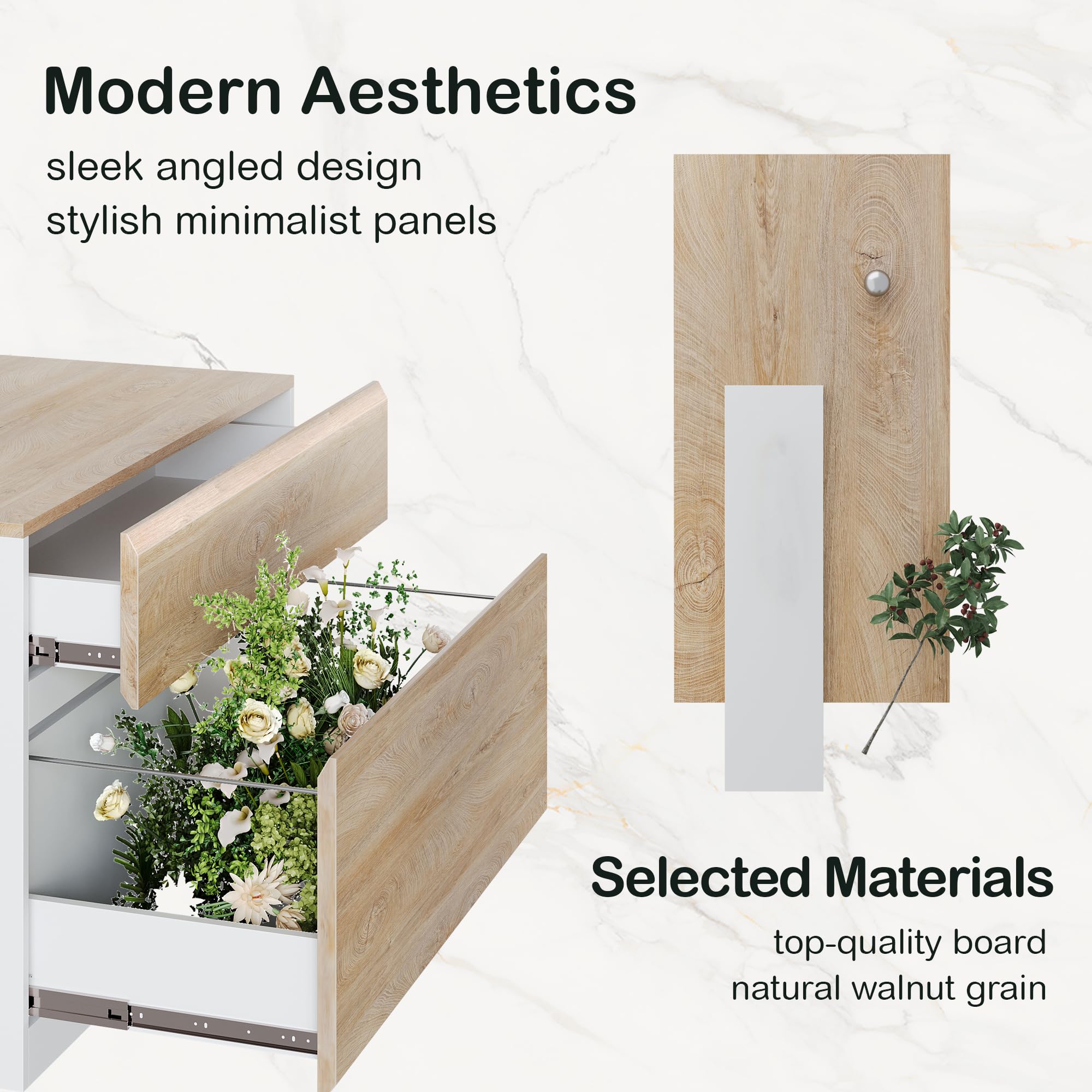 2-Drawer Lateral Wood File Cabinet with Anti-Tilt Mechanism