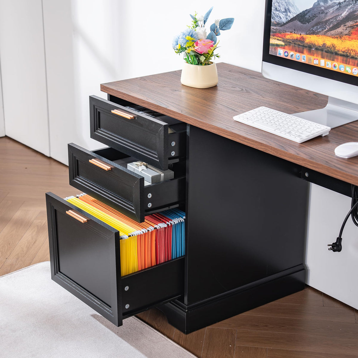 Executive Desk with Mobile File Cabinet