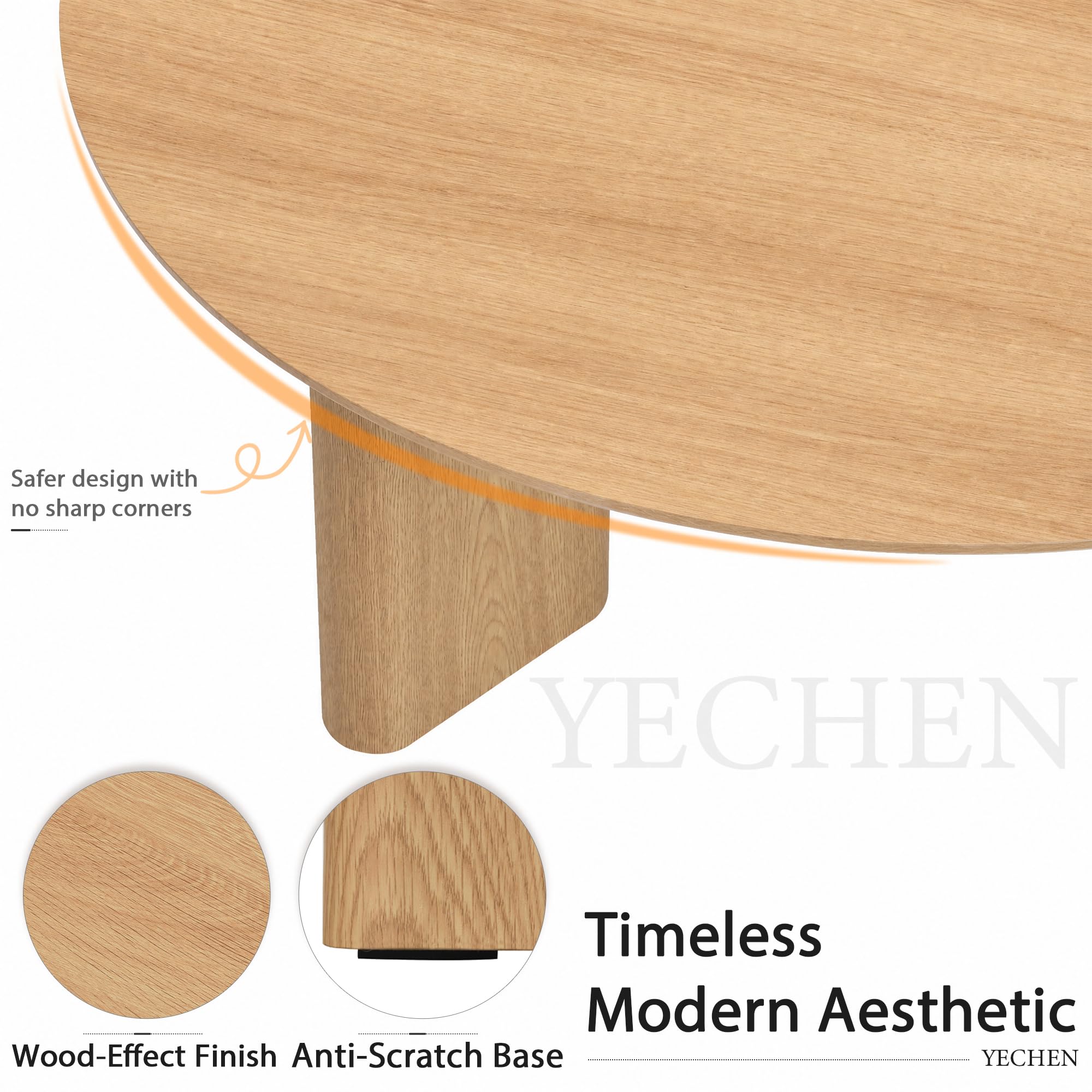 Yechen Nesting Coffee Table Set of 2, Round Wooden Veneer Coffee Table and Side Table Set, Circle Modern Center Tables with Smooth Thick Design for Living Room, Office, or Apartment