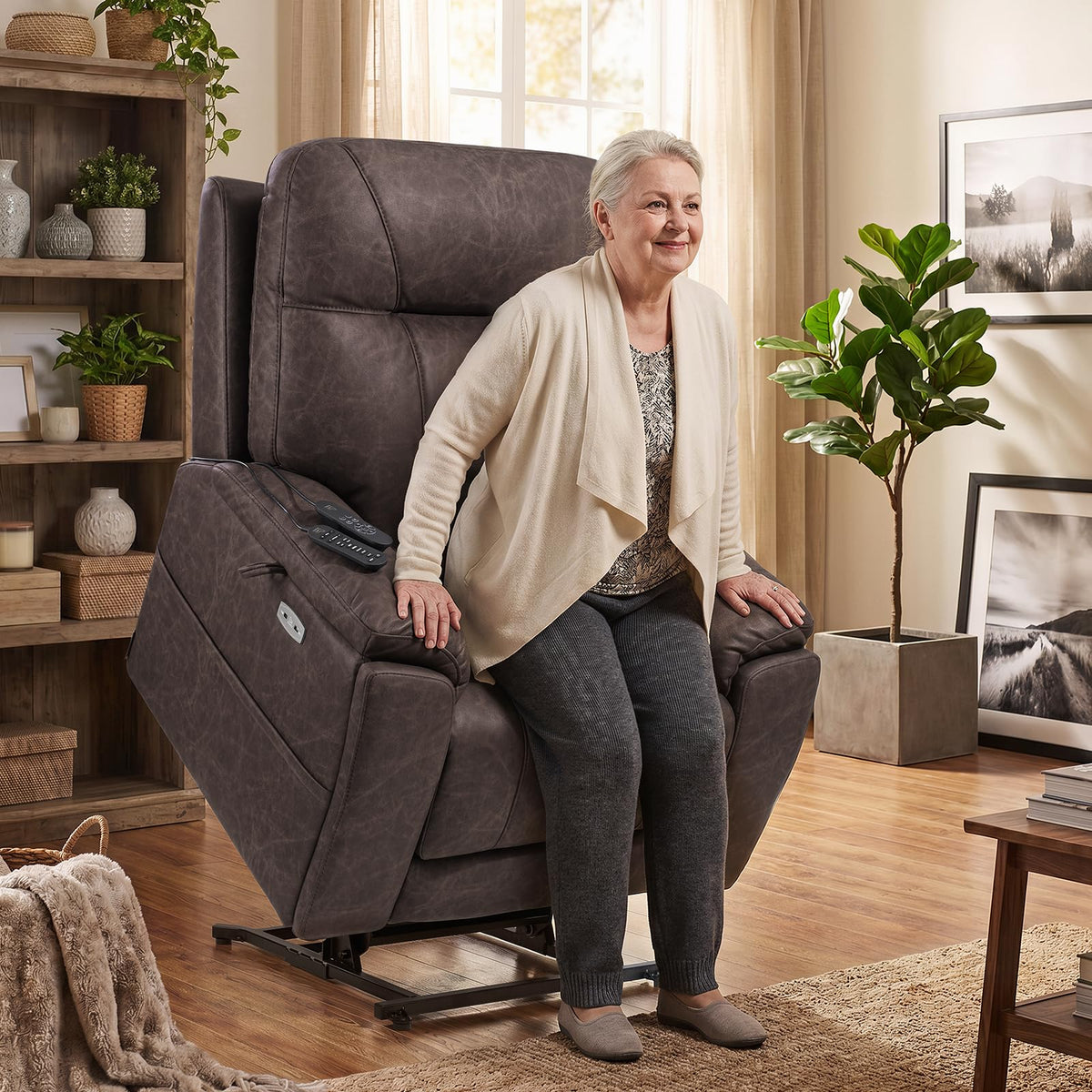 EONIX Large Triple Motor Power Lift Recliner Chair with Heat & Massage