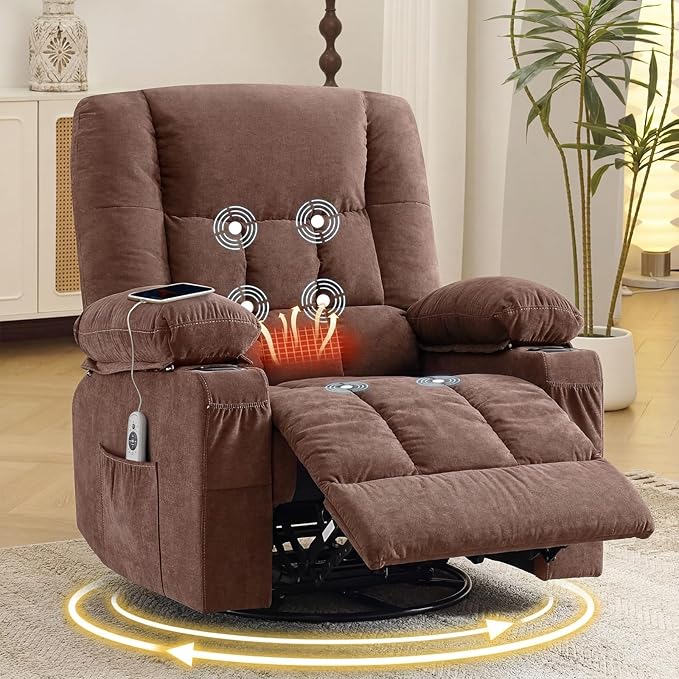 Massage Swivel Rocker Recliner Chair with Heat