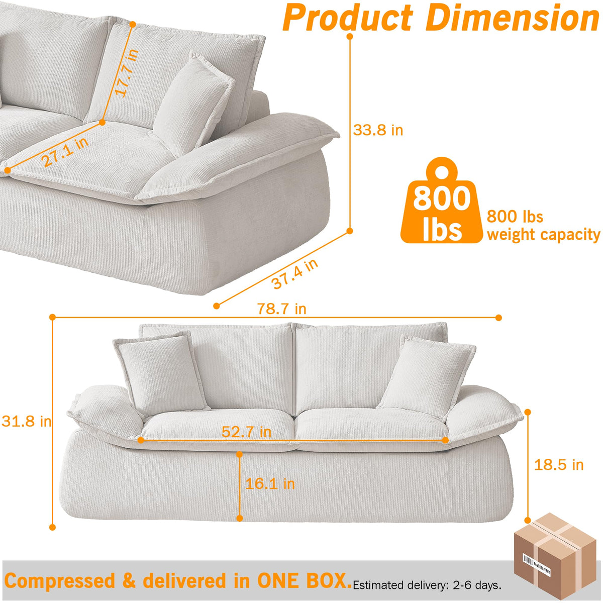 Chenille Boneless Loveseat