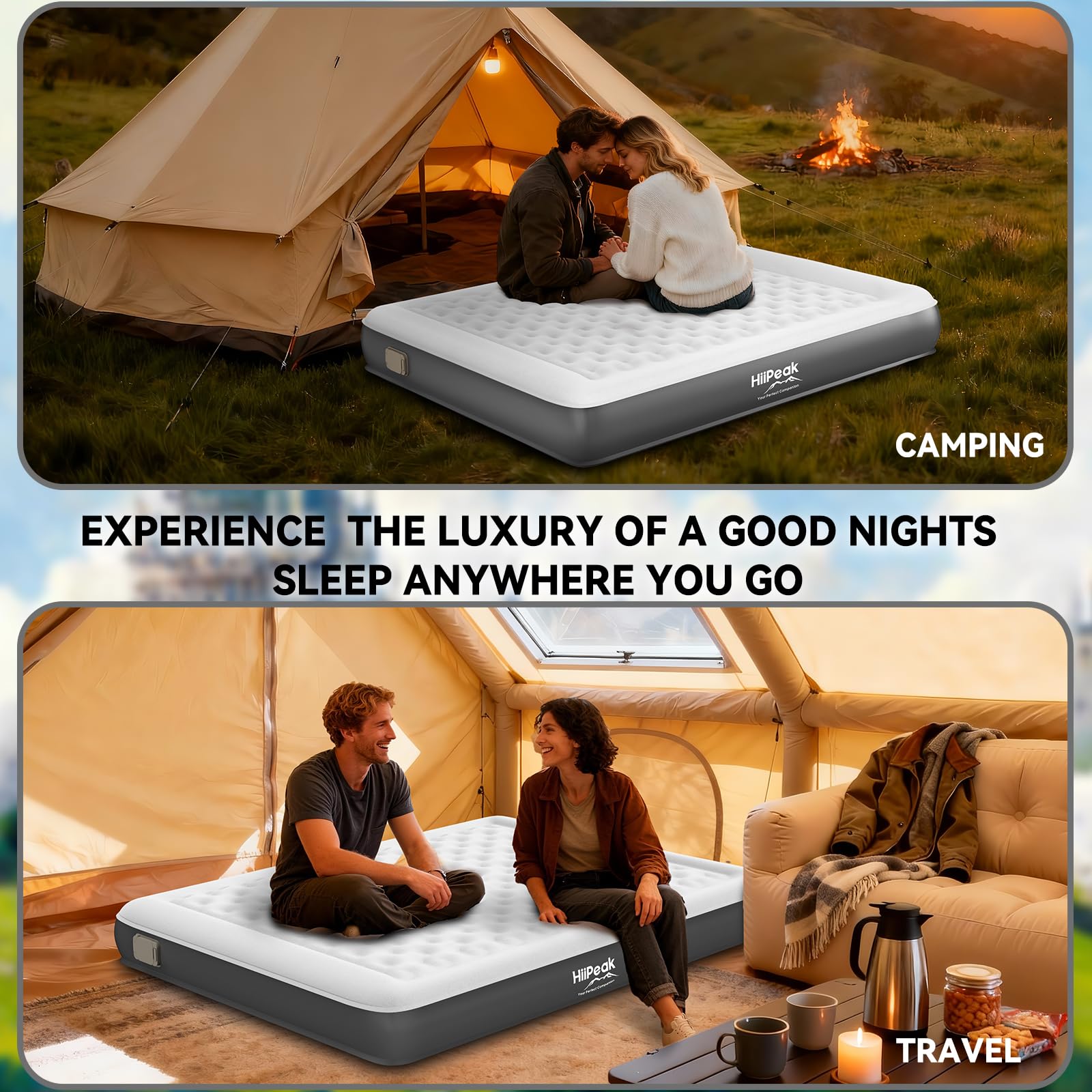 Self-Inflating TPU Air Mattress with Built-In Wireless Pump