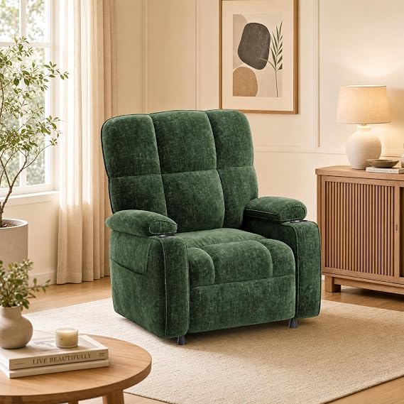 Grey Chenille Power Recliner