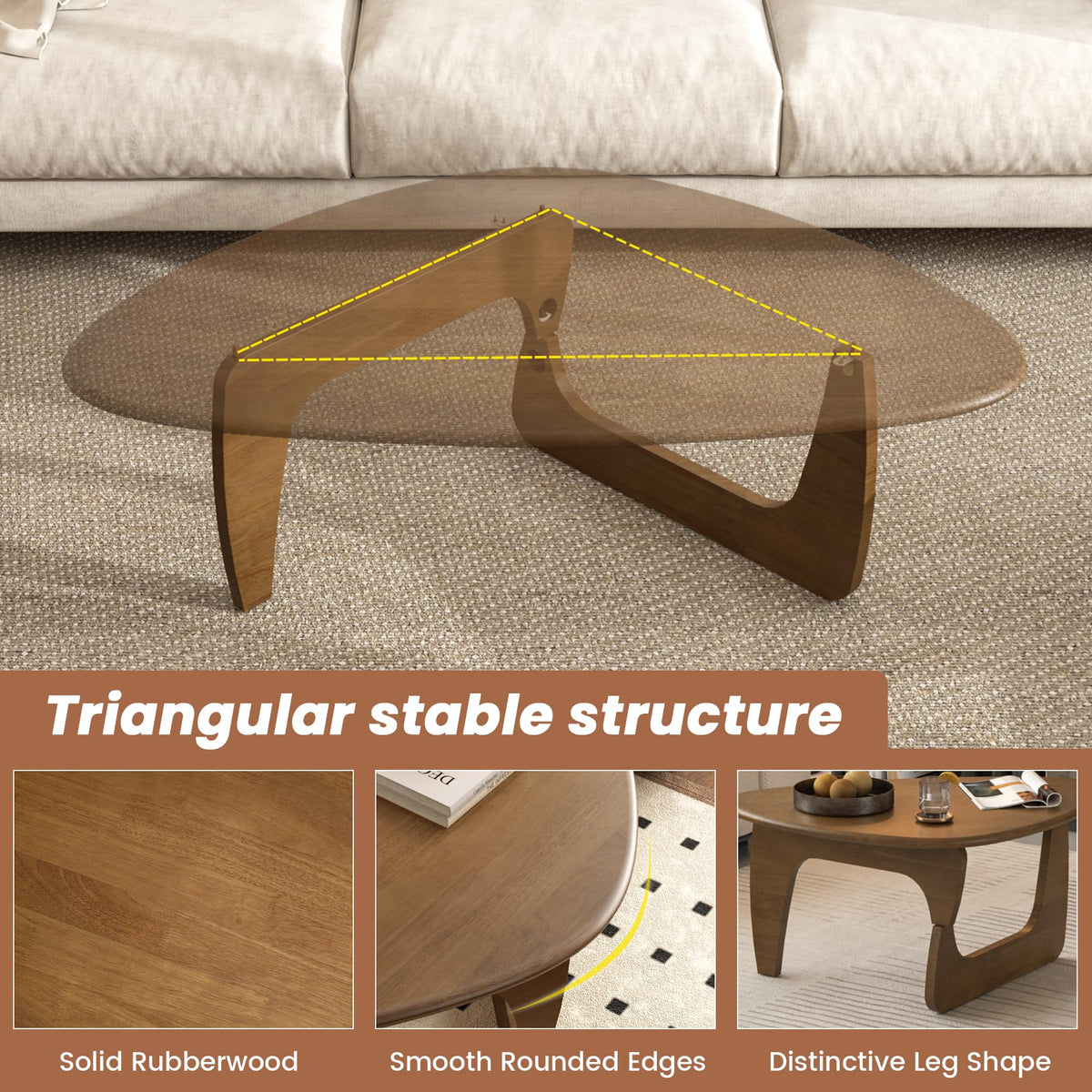 Walnut Triangle Coffee Table