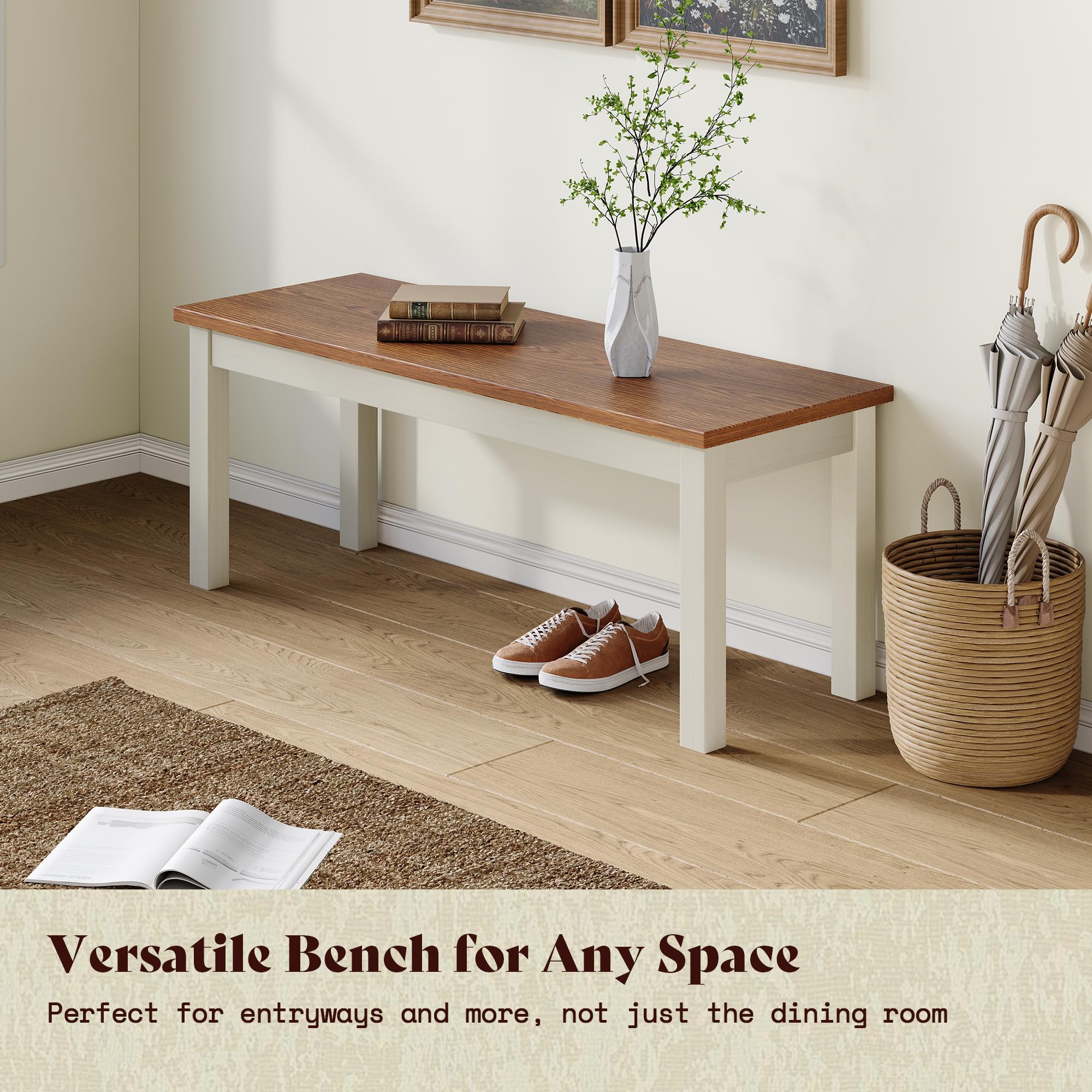 6-Piece Farmhouse Dining Table Set with Bench